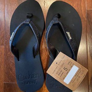 Black Reef Sparkle Flip Flops Star Cushion